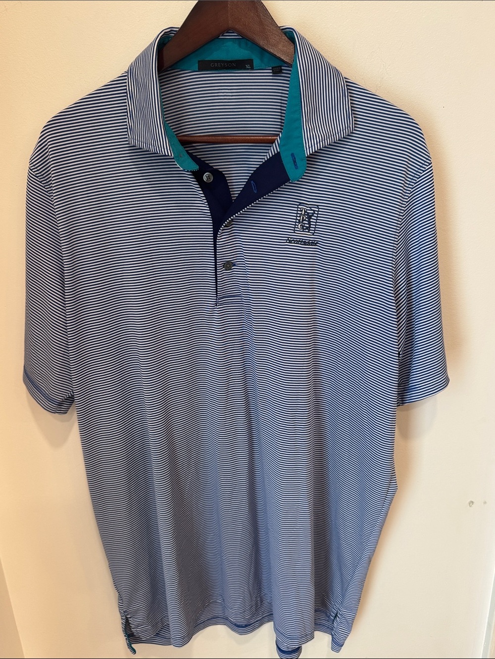 Greyson Clothiers Scottsdale Logo Striped Performance Golf Polo- XL